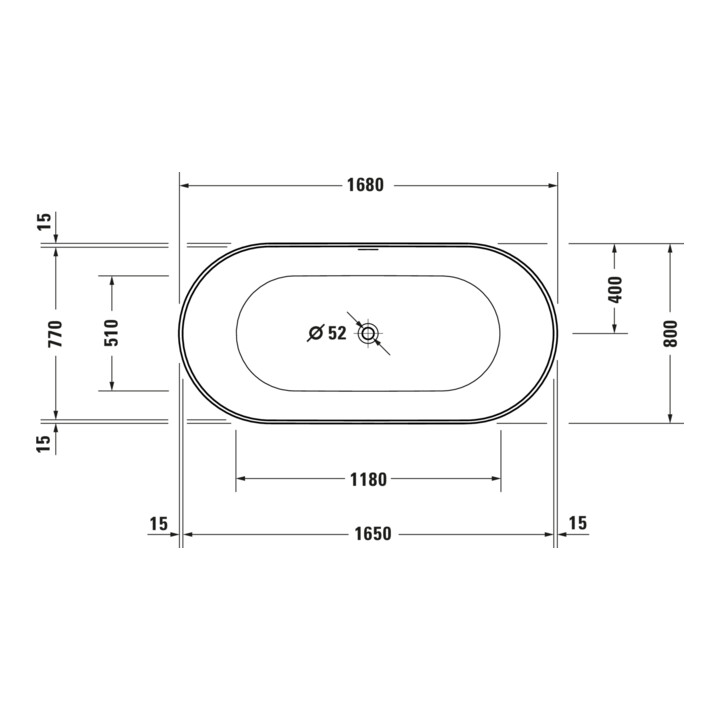 Duravit Baignoire DuraKanto 170x80x59 cm, ovale, autoportante, blanc mat