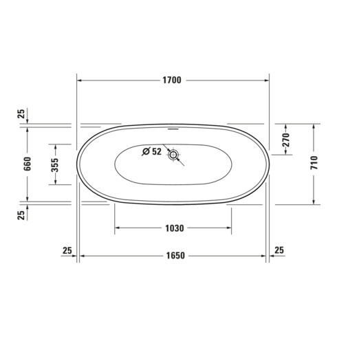 Duravit Baignoire DuraVato 170x71x69 cm, ovale, autoportante