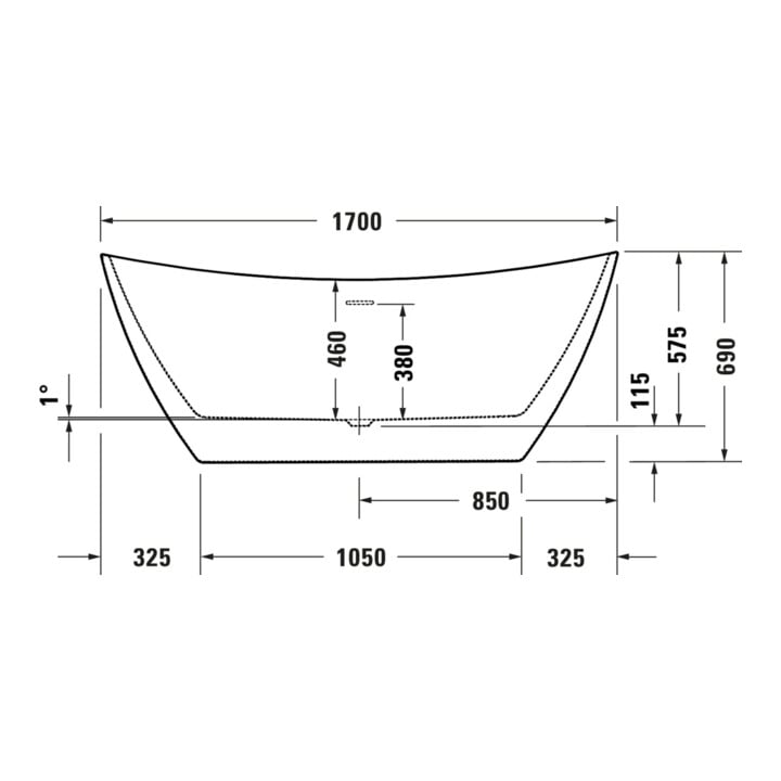 Duravit Baignoire DuraVato 170x78x69 cm, ovale, autoportante