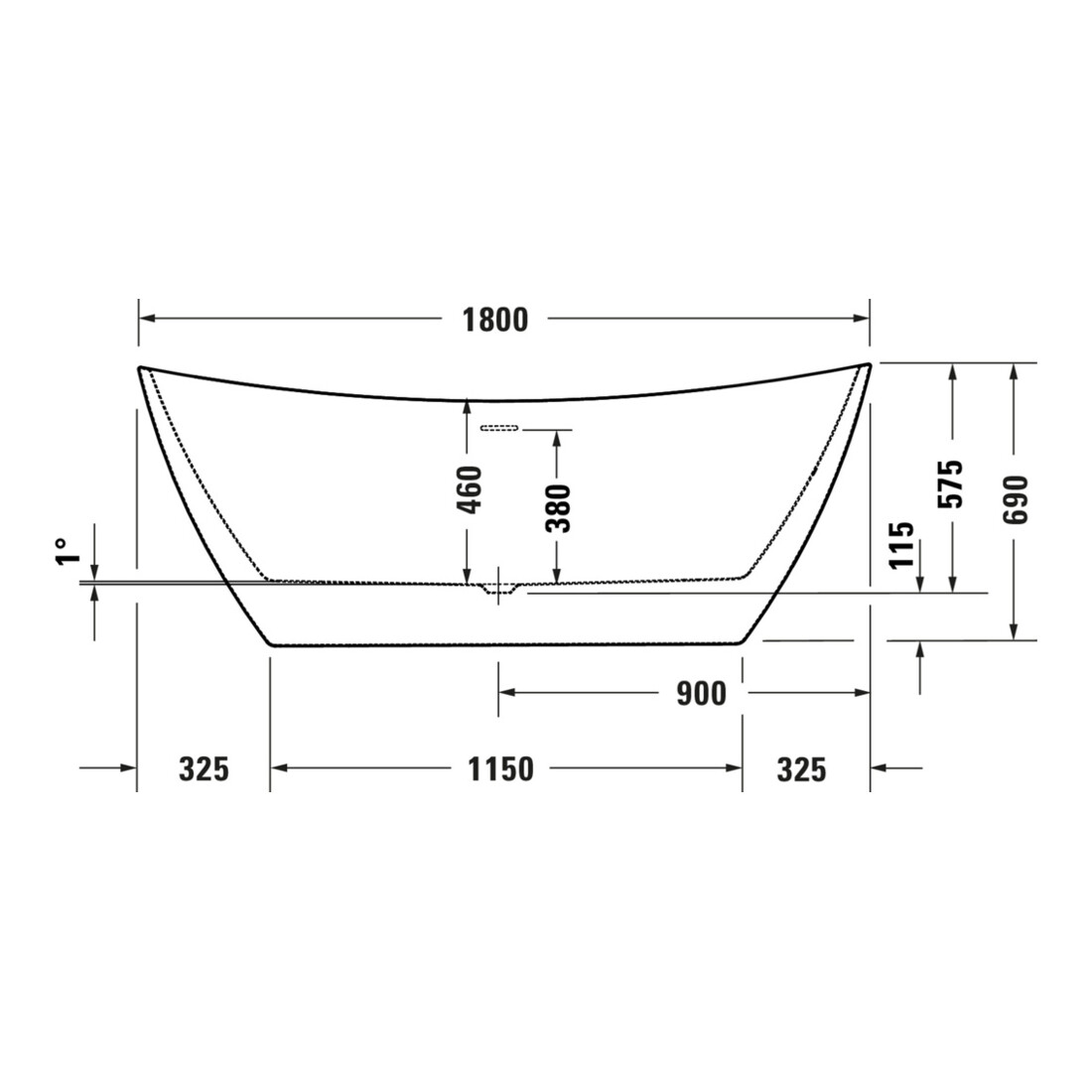 Duravit Baignoire DuraVato 180x80x69 cm, ovale, autoportante
