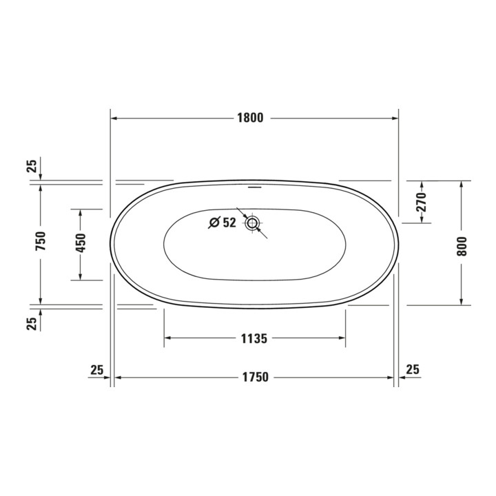 Duravit Baignoire DuraVato 180x80x69 cm, ovale, autoportante