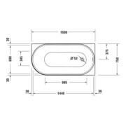 Duravit Baignoire ovale DuraSenja 150x75x58,5 cm, blanche, angle droite, RS 2, avec FG+AÜL-4