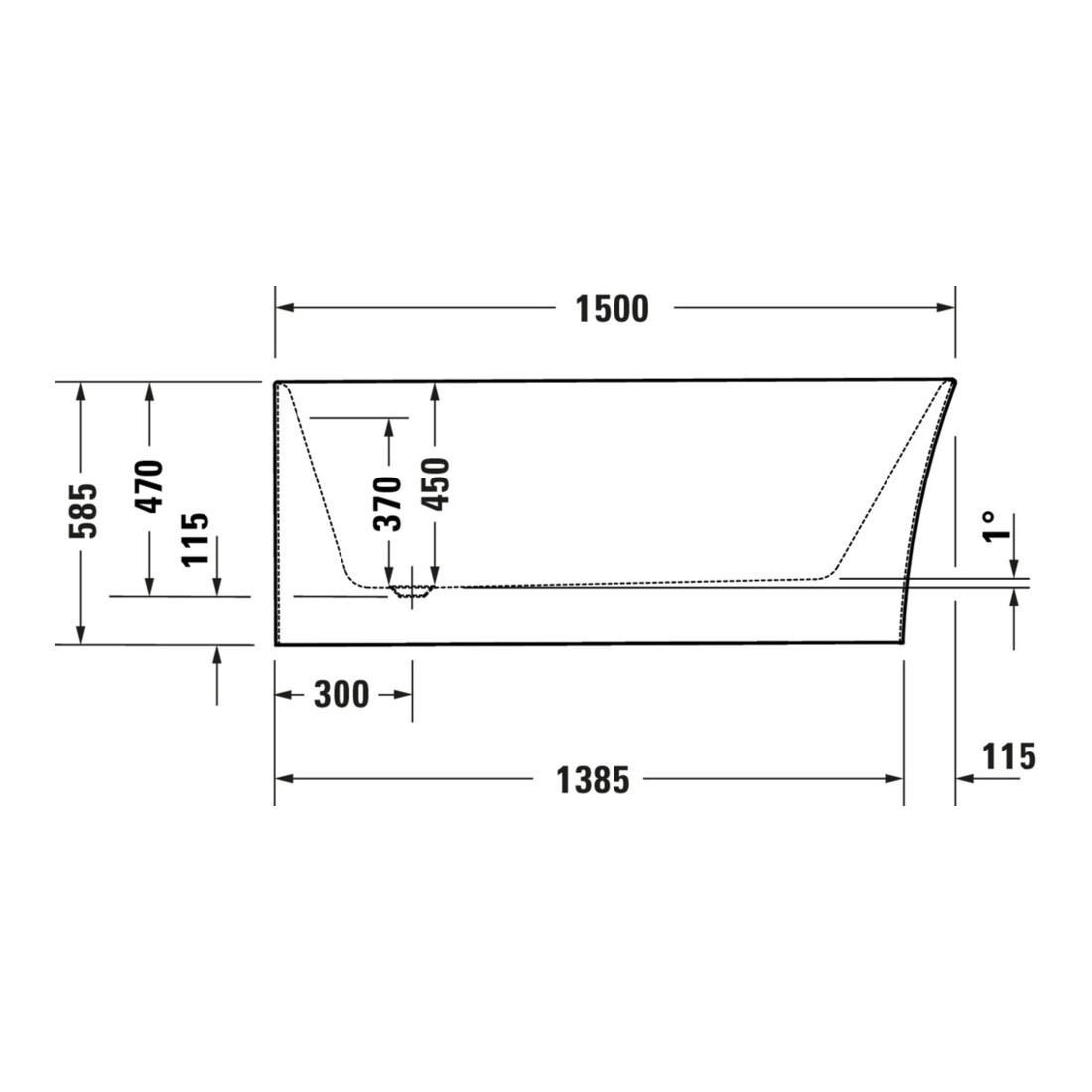 Duravit Baignoire ovale DuraSenja 150x75x58,5 cm, blanche, angle gauche, RS 2, avec FG+AÜL