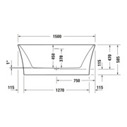 Duravit Baignoire ovale DuraSenja 150x75x58,5 cm, blanche, îlot, RS 2, m FG+AÜL-2