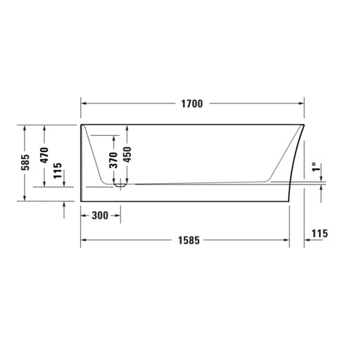 Duravit Baignoire ovale DuraSenja 170x80x58,5 cm, blanc, angle gauche, RS 2, avec FG+AÜL