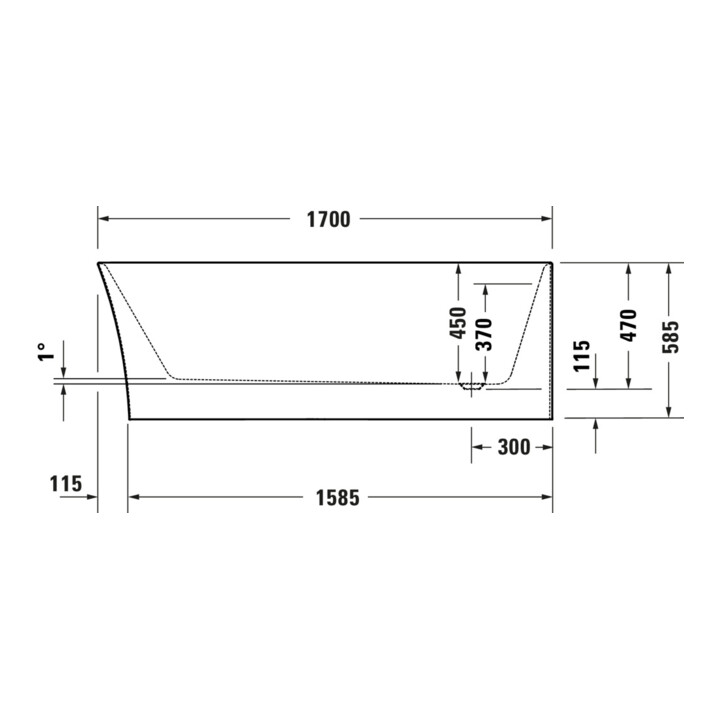 Duravit Baignoire ovale DuraSenja 170x80x58,5 cm, blanche, angle droit, RS 2, avec FG+AÜL