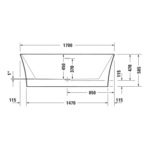 Duravit Baignoire ovale DuraSenja 170x80x58,5 cm, blanche, pré-montée, RS 2, avec FG+AÜL