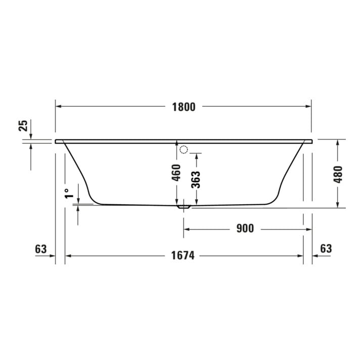Duravit Baignoire Qatego 180x80 cm, version EB, 2 RS, blanc