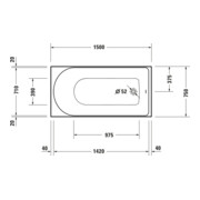 Duravit Baignoire rectangulaire à remous D-Neo 150x75 cm, version EB, 1 RS, blanc-3