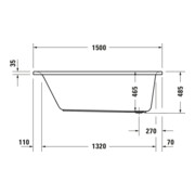 Duravit Baignoire rectangulaire à remous D-Neo 150x75 cm, version EB, 1 RS, blanc-4