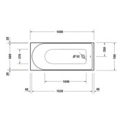 Duravit Baignoire rectangulaire à remous D-Neo 160x70 cm, version EB, 1 RS, blanc-3