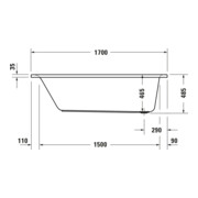 Duravit Baignoire rectangulaire à remous D-Neo 170x70 cm, version EB, 1 RS, blanc-4