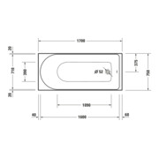 Duravit Baignoire rectangulaire à remous D-Neo 170x75 cm, version EB, 1 RS, blanc-4