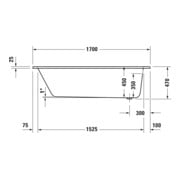 Duravit Baignoire rectangulaire D-Code 175x75x45 cm, vidage au sol, 1 trop-plein, blanc-4
