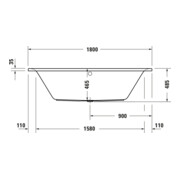 Duravit Baignoire rectangulaire D-Neo 180x80x46,5 cm, version EB, 2 RS, blanc-4