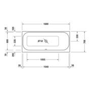 Duravit Baignoire rectangulaire Happy D.2 160x70x46 cm, encastrable, 1 trop-plein droite, blanc-2