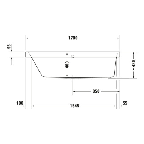 Duravit Baignoire rectangulaire Happy D.2 170x70x46 cm, encastrable, 1 robinet gauche, blanc