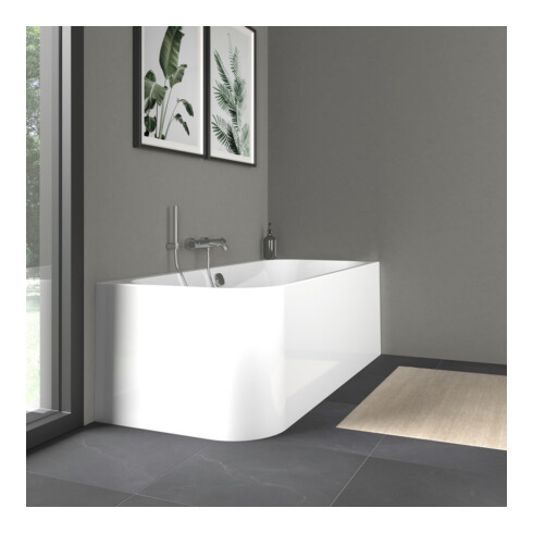 Duravit Baignoire rectangulaire Happy D.2 180x80x46 cm, angle droite, 2 trop-pleins, blanc