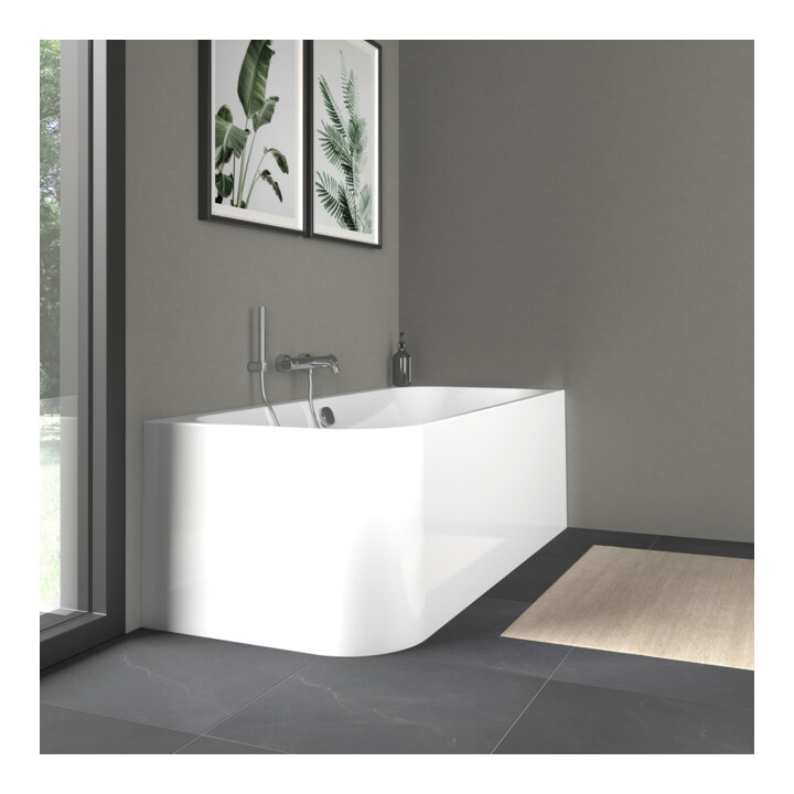 Duravit Baignoire rectangulaire Happy D.2 180x80x46 cm, angle droite, 2 trop-pleins, blanc