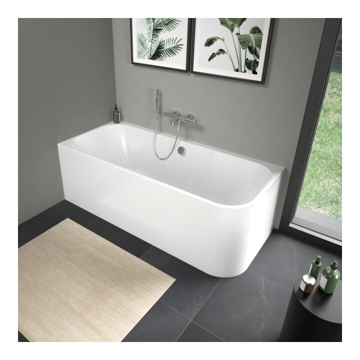 Duravit Baignoire rectangulaire Happy D.2 180x80x46 cm, angle gauche, 2 côtés, blanc