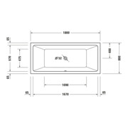 Duravit Baignoire rectangulaire No. 1 180x80x40 cm, version EB, 2 RS, blanc-3