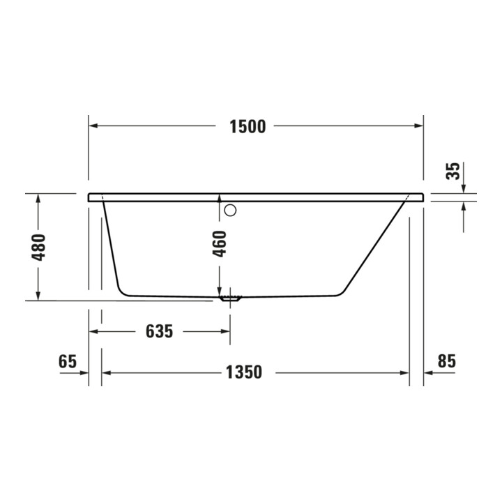 Duravit Baignoire trapèze No. 1 150x80x46 cm, version EB, 1 RS droite, blanc