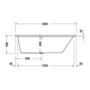 Duravit Baignoire trapèze No. 1 160x85x46 cm, version EB, 1 RS droite, blanc-3