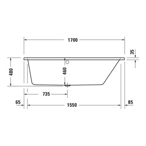 Duravit Baignoire Trapèze No. 1 170x100x46cm, version EB, 1 RS droite, blanche