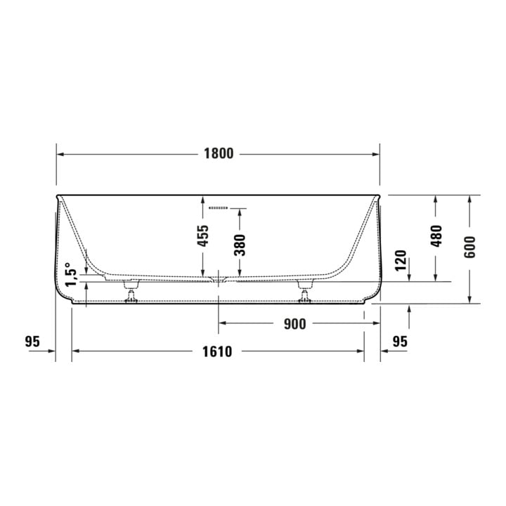 Duravit Baignoire Zencha 180x90x45,5 cm, 2 RS, libre, blanc mat