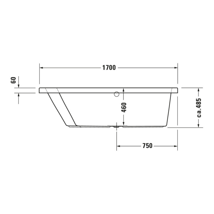 Duravit Bain à remous Paiova 170x100 cm, Combi E, EB-Vers, 1 RS L, blanc
