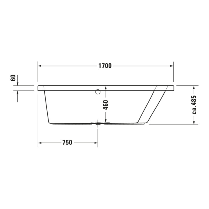 Duravit Bain à remous Paiova 170x100 cm, Combi E, EB-Vers, 1 RS R, blanc