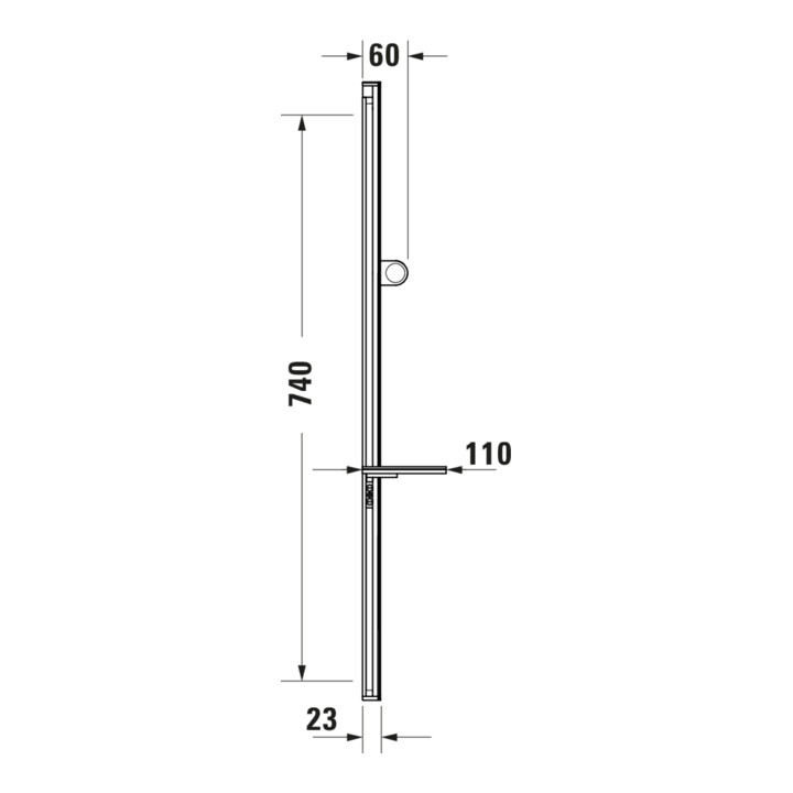 Duravit Barre de douche 800 mm, aluminium/plastique, chromé