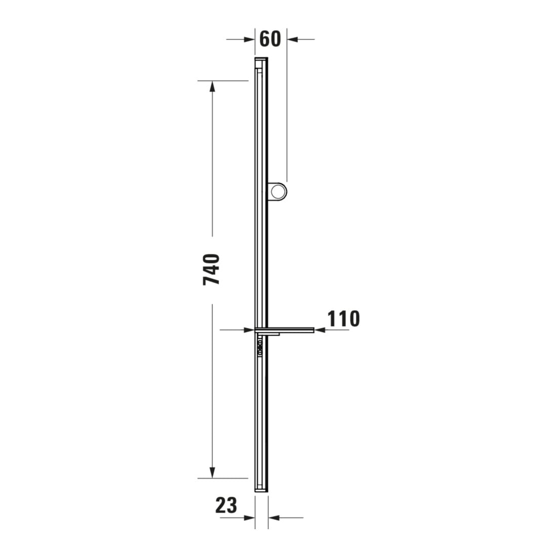 Duravit Barre de douche 800 mm, aluminium/plastique, noir mat
