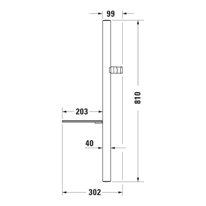 Duravit Barre de douche 800 mm, aluminium/plastique, noir mat