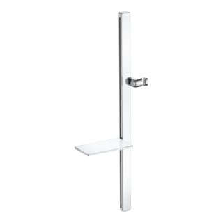Duravit Barre de douche chrome 800 mm, avec support, alu/plastique/verre, blanc brillant