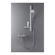 Duravit Barre de douche chrome 800 mm, avec support, alu/plastique/verre, blanc brillant-2