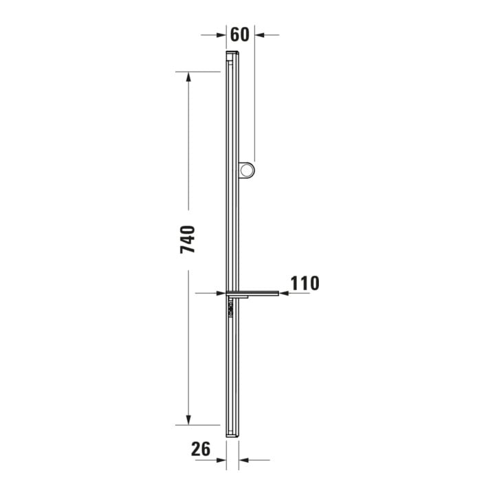 Duravit Barre de douche chrome 800 mm, avec support, alu/plastique/verre, blanc brillant