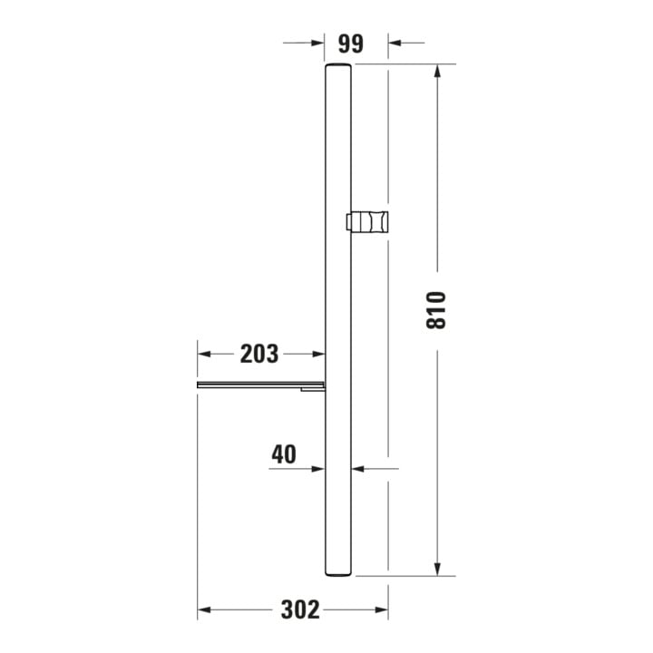 Duravit Barre de douche chrome 800 mm, avec support, alu/plastique/verre, blanc brillant