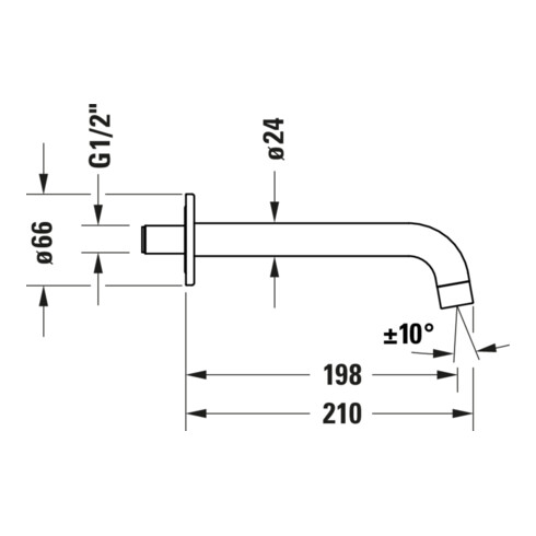 Duravit Bec de baignoire n°1, sortie 198 mm, DN 15, rosace ronde, ES courbé