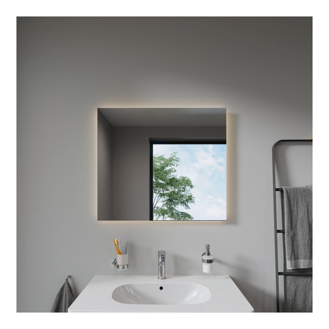 Duravit Best miroir lumineux 80x70x3,3 cm, 46 W, LED, blanc