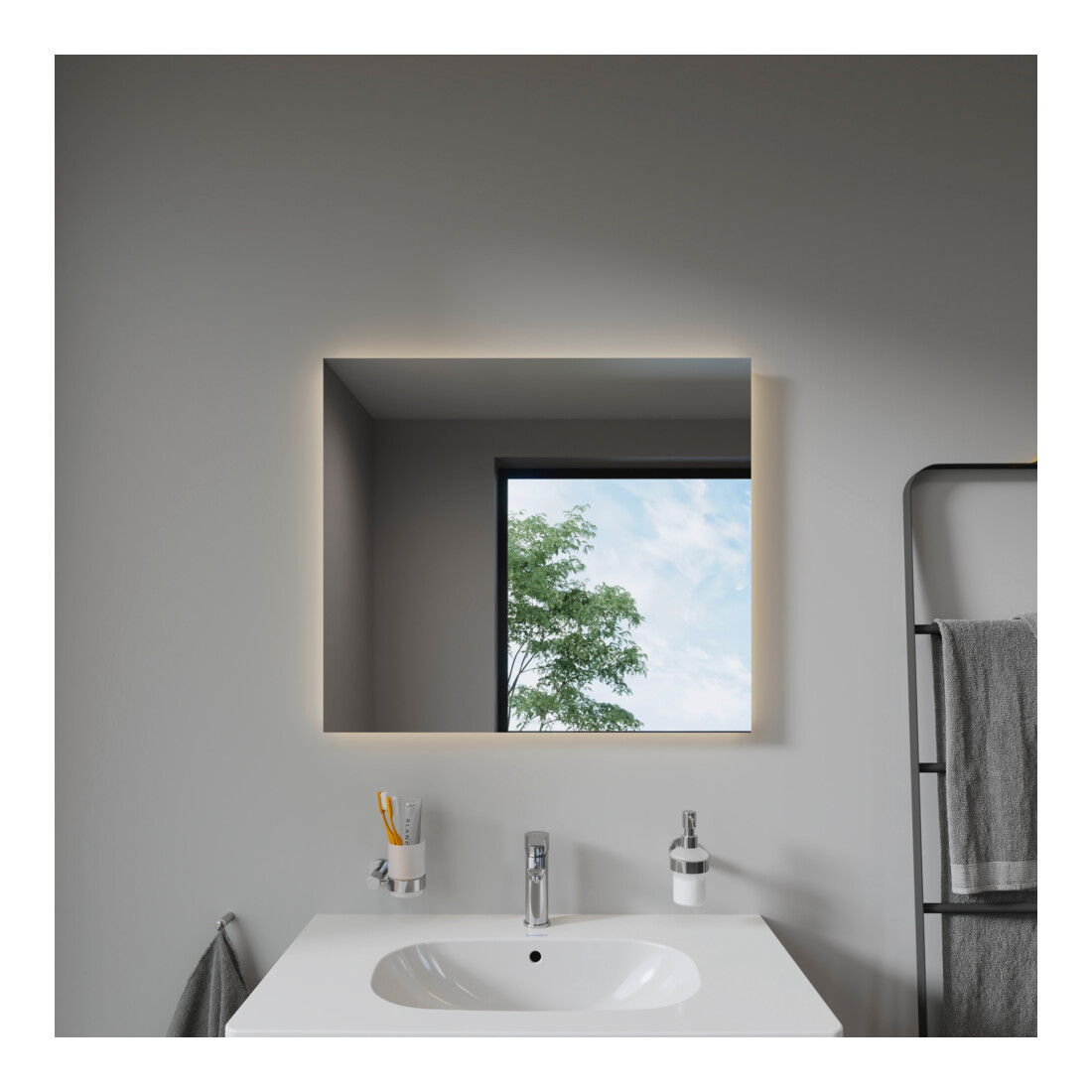 Duravit Best miroir lumineux 80x70x3,3 cm, 46 W, LED, blanc