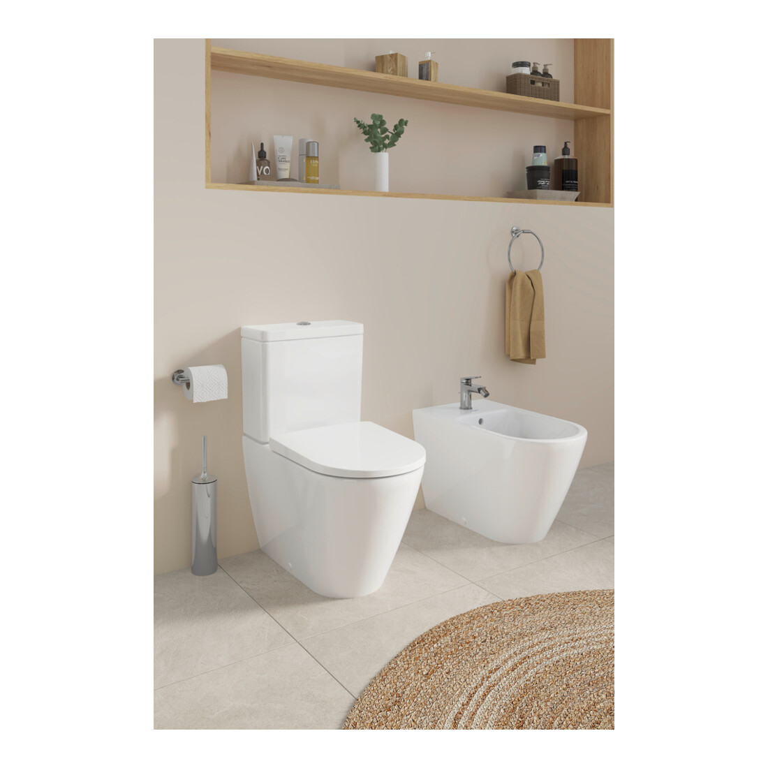 Duravit Bidet-Einhebelmischer Wave Ausl. 128mm, m Zugstg. Abl.garn, chrom