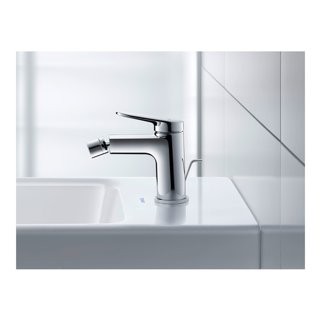 Duravit Bidet-Einhebelmischer Wave Ausl. 128mm, m Zugstg. Abl.garn, chrom