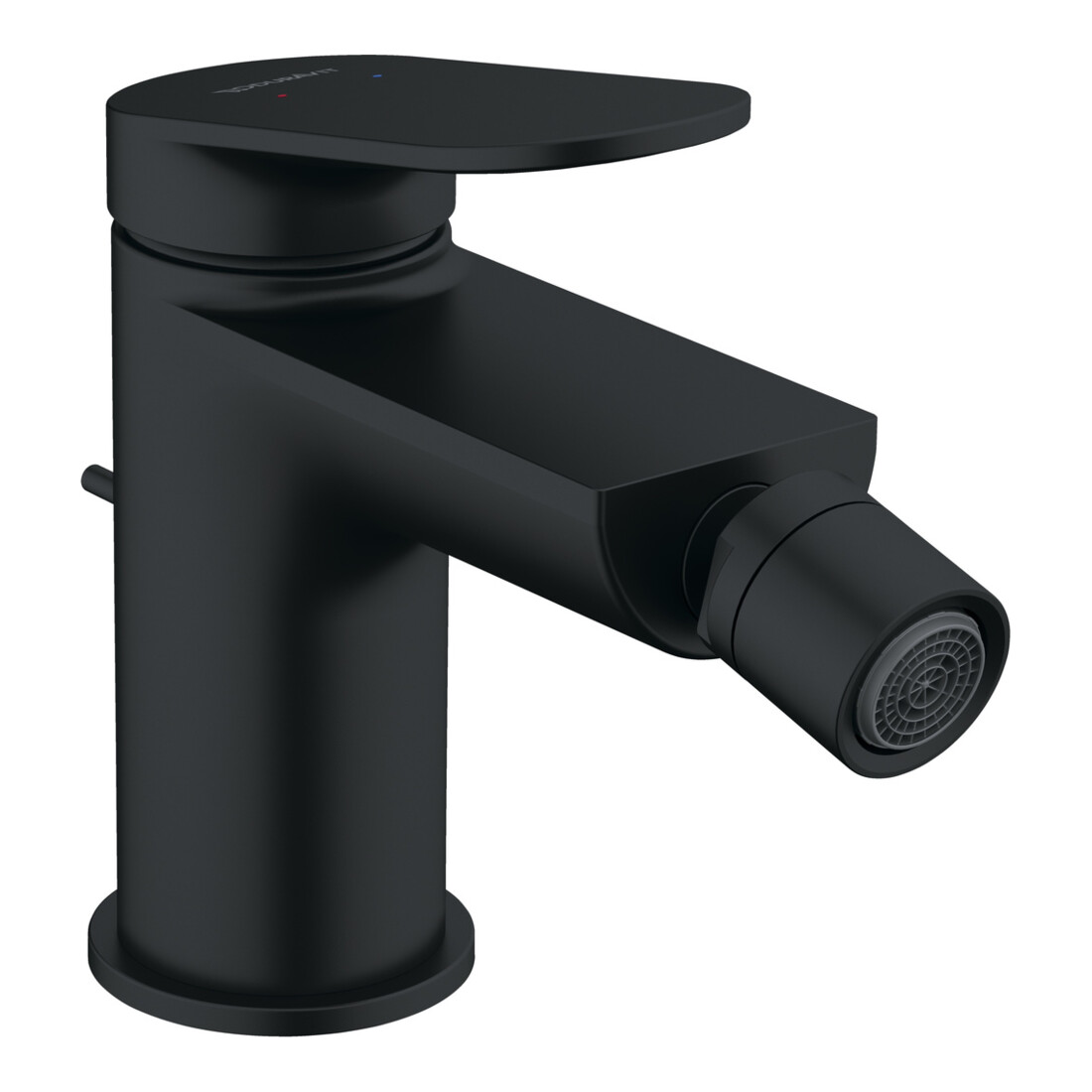 Duravit Bidet-Einhebelmischer Wave Ausl. 128mm, m Zugstg. Abl.garn, sw matt