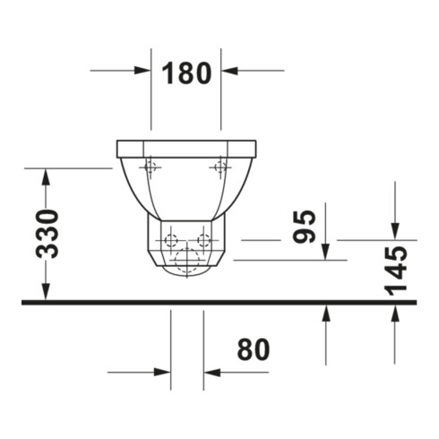 Duravit Bidet mural 1930 36x58,5 cm, avec trop-plein, plan de robinetterie, blanc