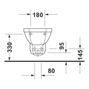 Duravit Bidet mural 1930 36x58,5 cm, avec trop-plein, plan de robinetterie, blanc-2