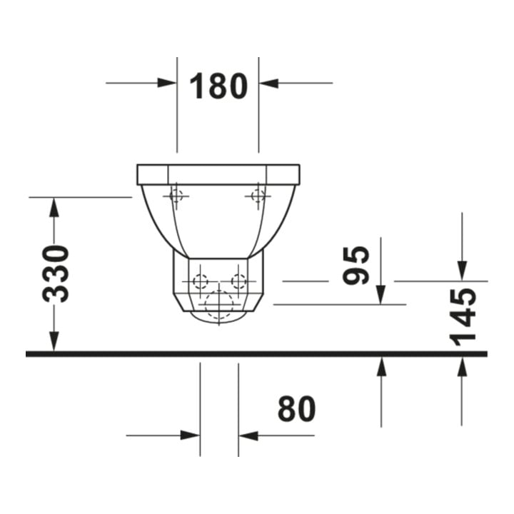 Duravit Bidet mural 1930 36x58,5 cm, avec trop-plein, plan de robinetterie, blanc
