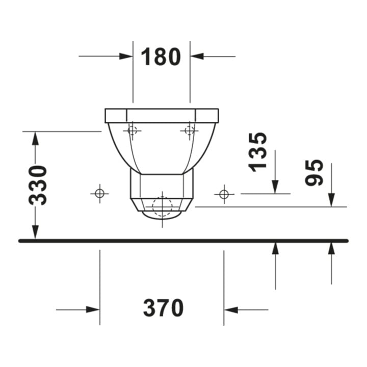 Duravit Bidet mural 1930 36x58,5 cm, avec trop-plein, plan de robinetterie, blanc