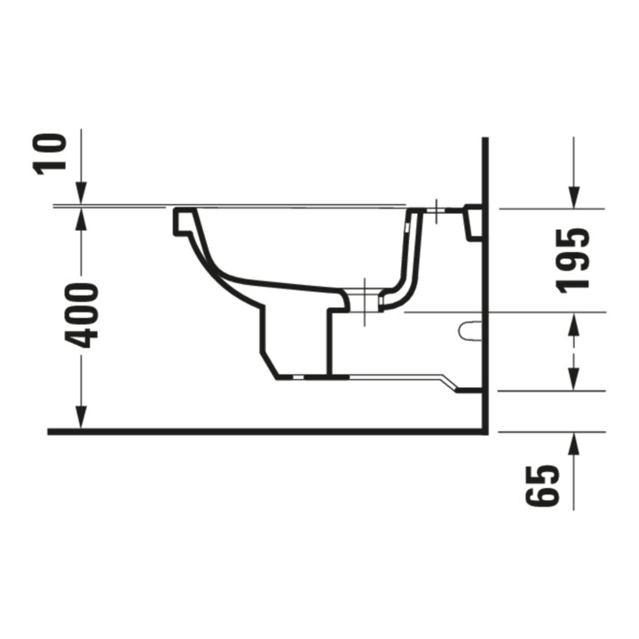 Duravit Bidet mural 1930 36x58,5 cm, avec trop-plein, plan de robinetterie, blanc