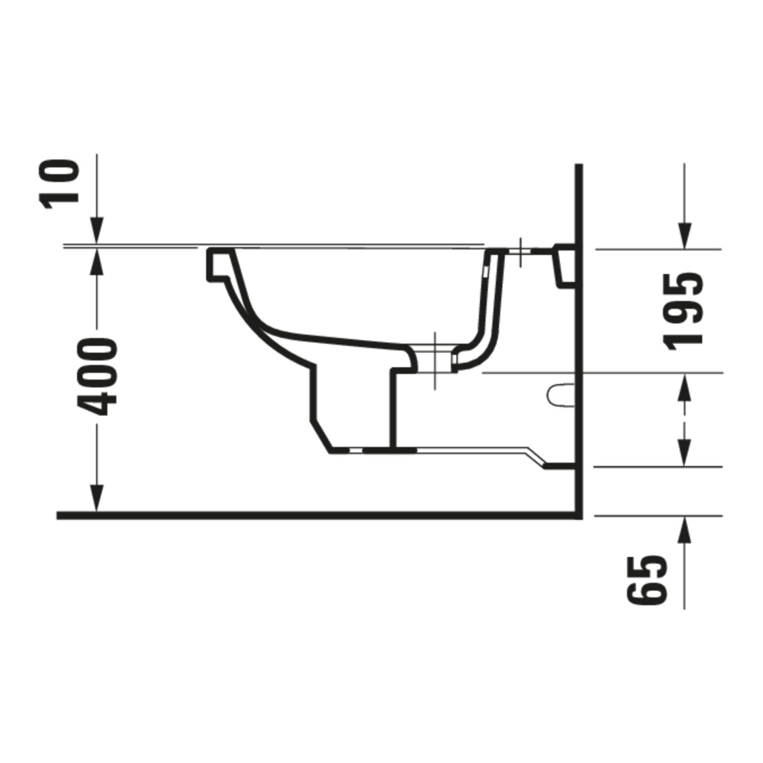 Duravit Bidet mural 1930 36x58,5 cm, avec trop-plein, plan de robinetterie, blanc